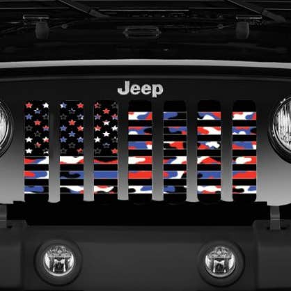 Drapeau American Patriotic Camo Calandre Insert Wrangler pour la vente par Dirty Acres