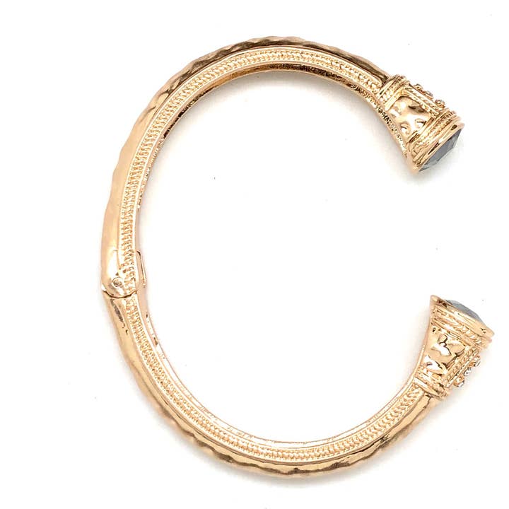 Rant & Rave Classic - Wholesale Cuff Bracelet - Bracelet Cuff Alloy Platewith Beveled MidnightSky Glass 7-8”