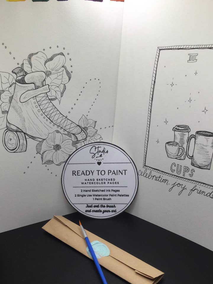 Klaar om pagina's te schilderen - Skates en cups voor wholesale door Studio Lemur