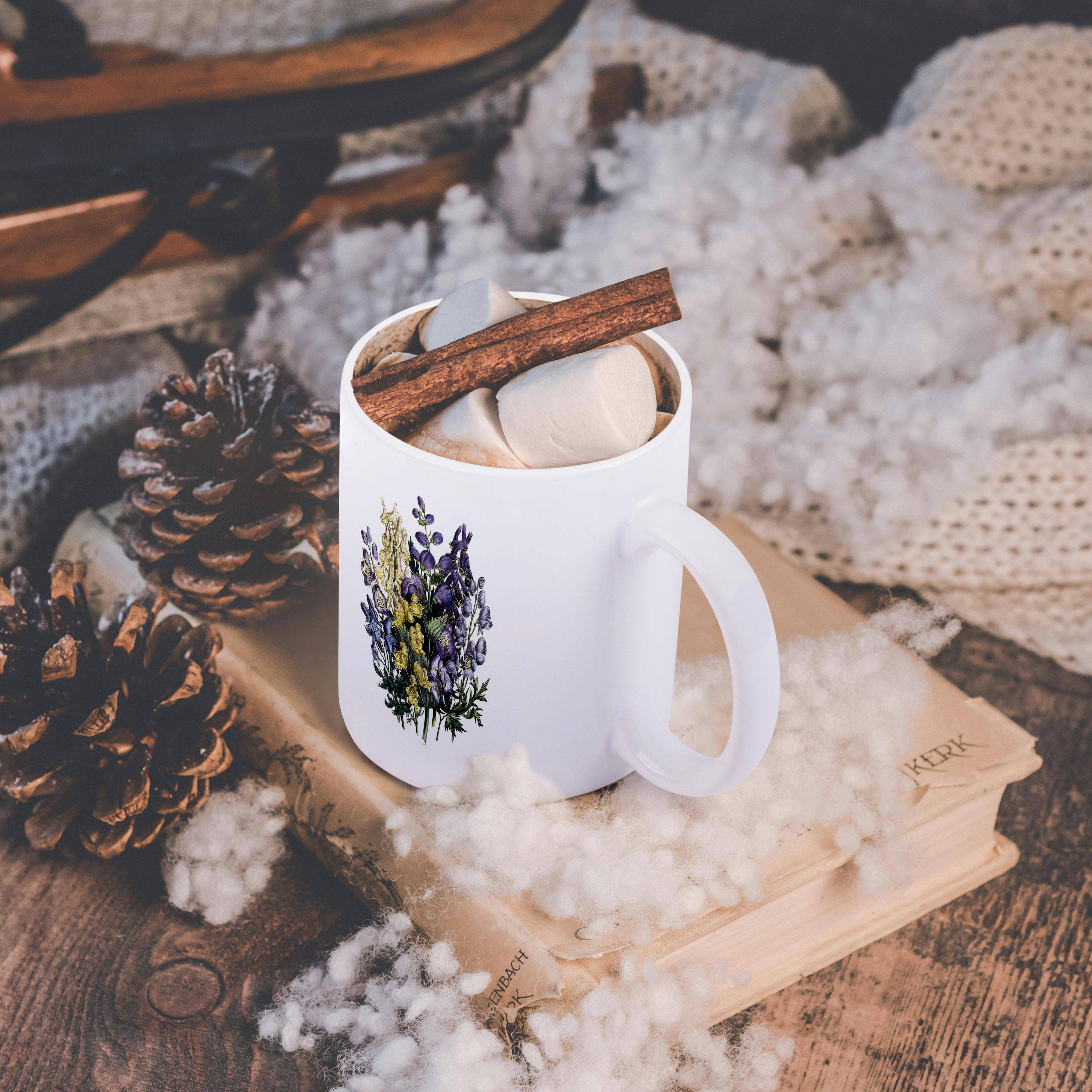 3dRose - Wholesale Coffee Mug - 3dRose, Aconitum Flowers in Light Yellow and Lavender, Mug11