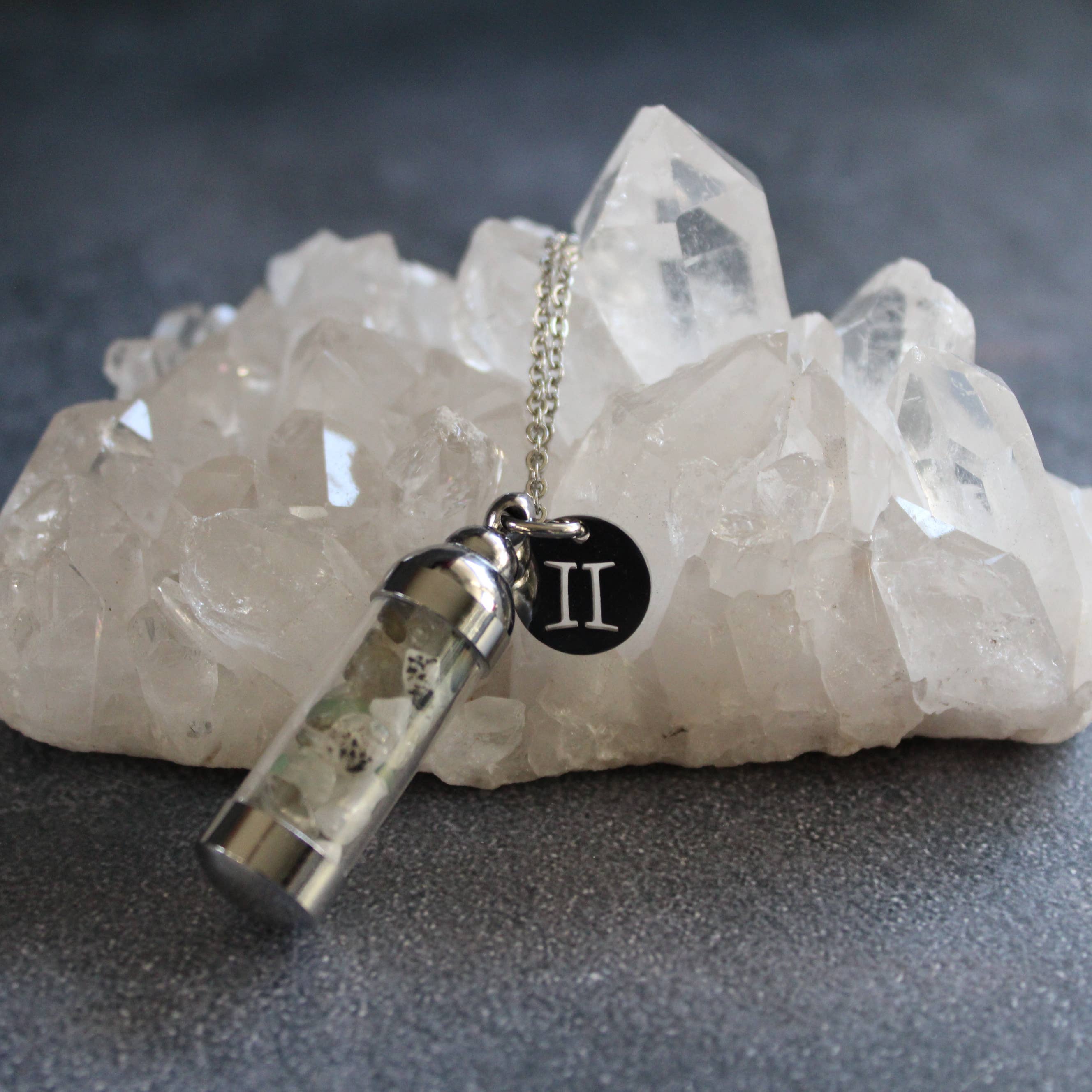 Moondust and Raven - Wholesale Pendant/Charm Necklace - Gemini Crystal Vial Necklace, Zodiac Astrology Witchy Gift 1