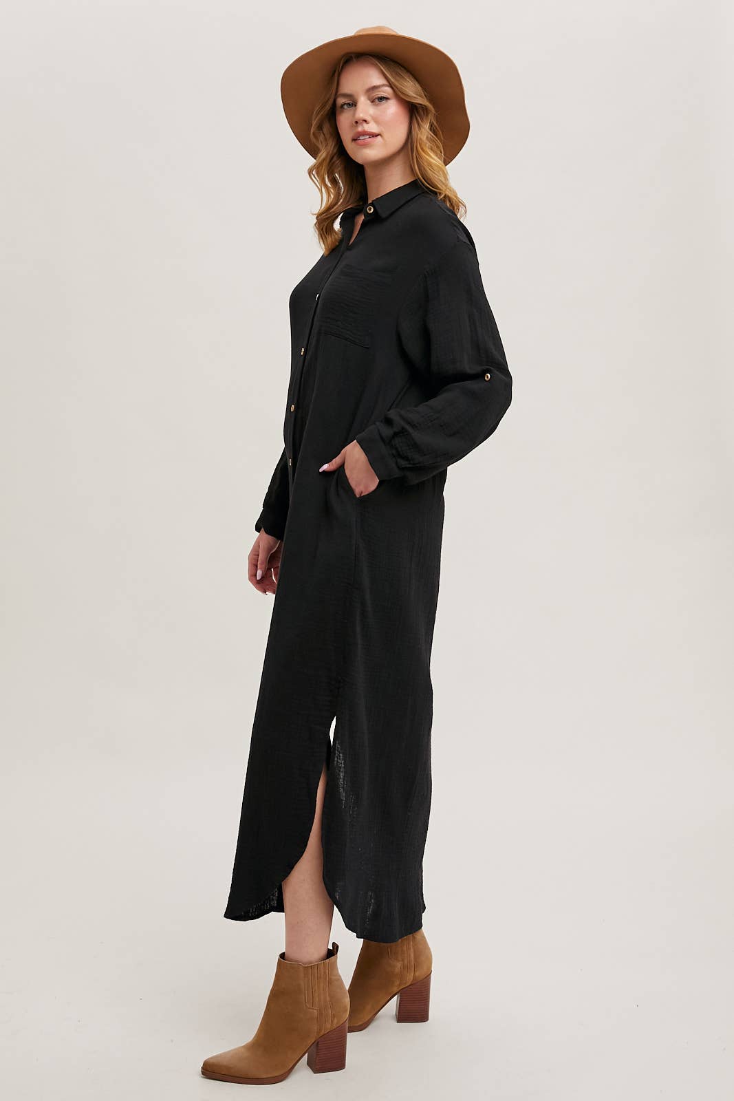 Bluivy - Wholesale Dress - Women's - BUTTON UP MAXI SHIRT DRESS WITH POCKET40