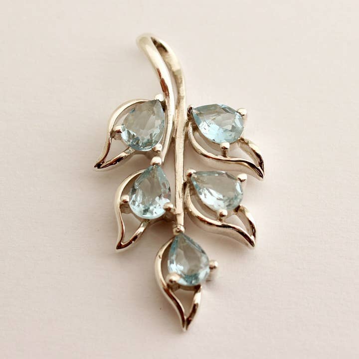 Pendentif Blautopas en argent 925 Edelstein Schmuck Rhodiniert pour la vente par BKGEMS