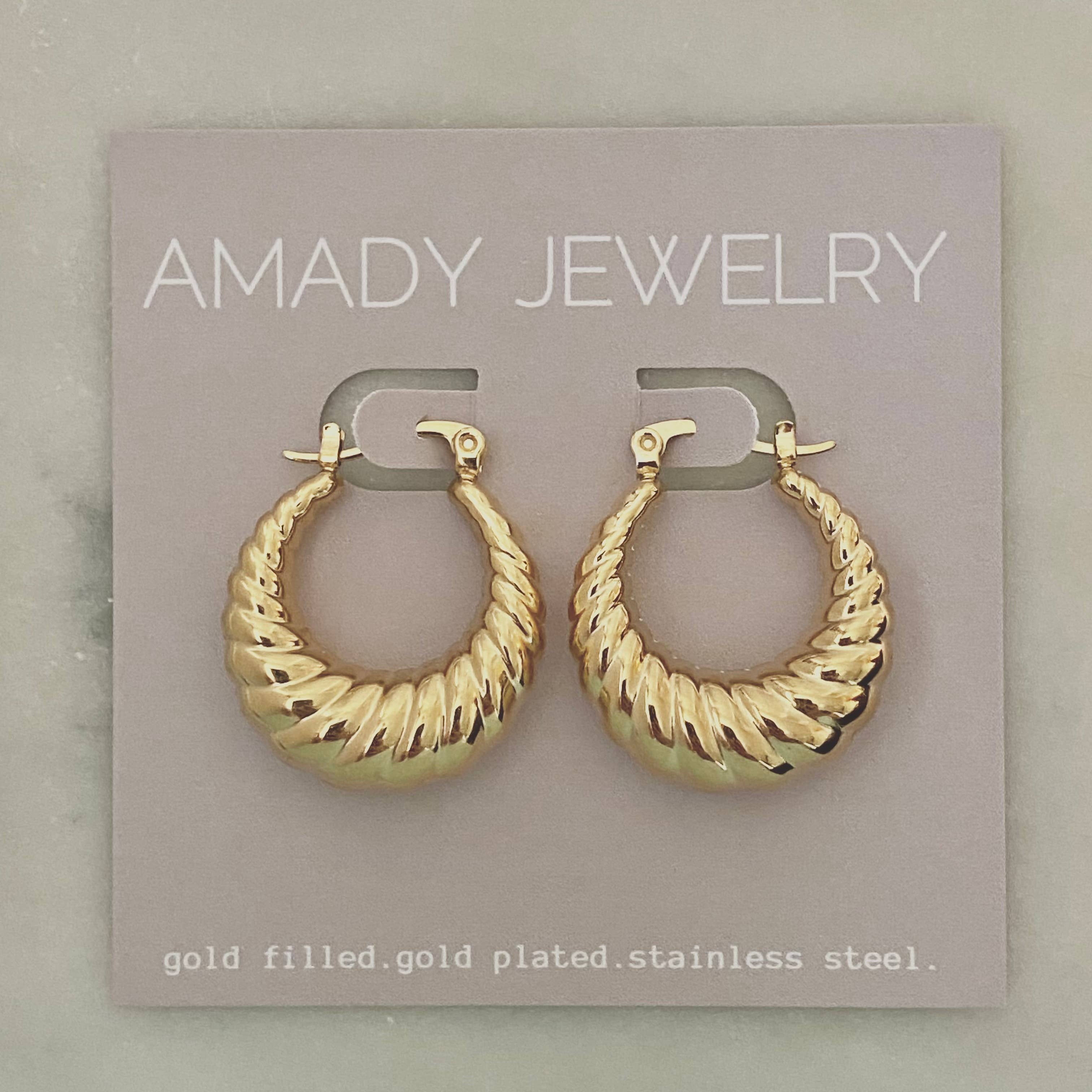 Amady Jewelry - Wholesale Hoop Earrings - Croissant Hoop Earrings Gold Plated over Stainless Steel5