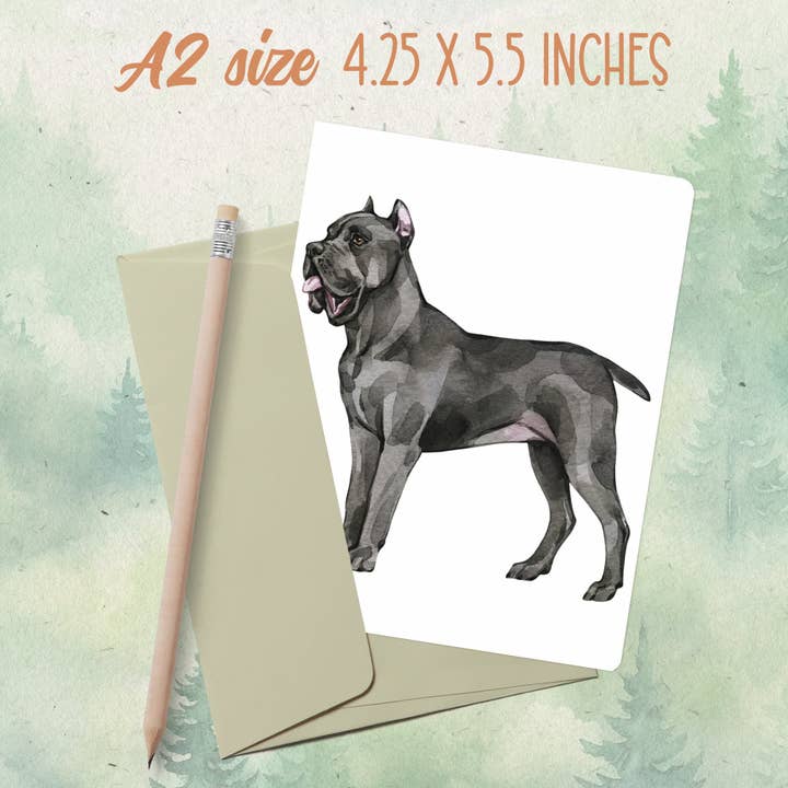 Handmade Cane Corso dog greeting card for wholesale by Soul Familiar