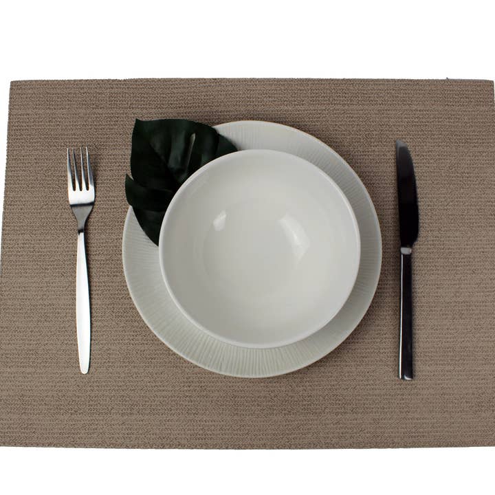Signature Home Collection GmbH - Wholesale Placemat - Set of 6 rectangular linen look placemats white/brown