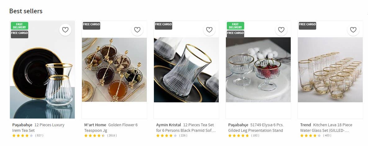 benjashop - Wholesale Tea Set - Paşabahçe 12 Pieces Luxury Irem Tea Set Turkish Tea Set6