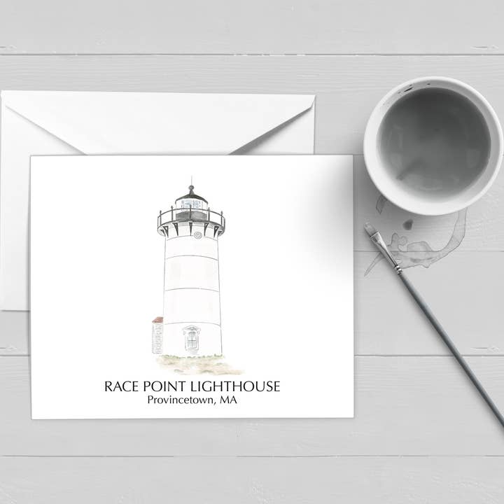 Biglietto di auguri Race Point Light Provincetown, MA Cape Cod per la vendita all'ingrosso da parte di WonderfullyWrittenCo
