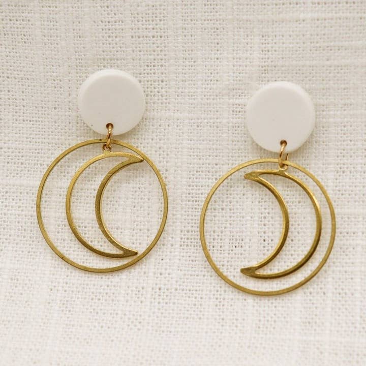 Celestial Moon Clay Earrings for wholesale by & everlasting