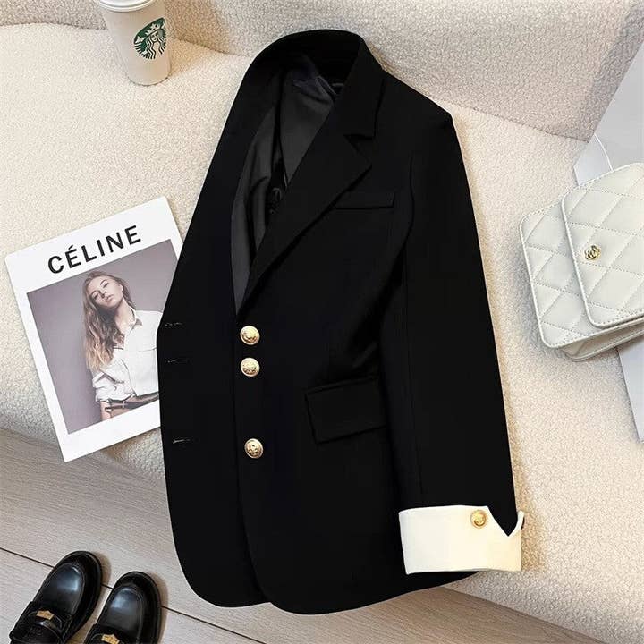 Sheer Trend - Wholesale Blazer - Women's - Metal Buckle Casual And Stylish Blazers