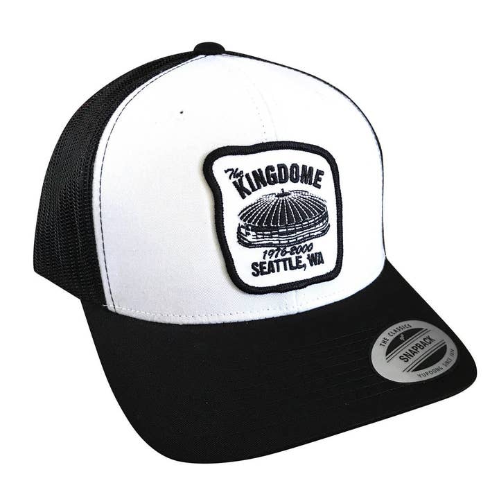 Seattle Kingdome Black & White Adult Trucker Hat for wholesale by Sweetpea and Boy