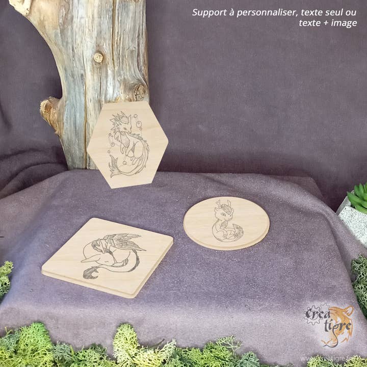 Dessous de verre en bois à Personnaliser pour la vente par Creatigre