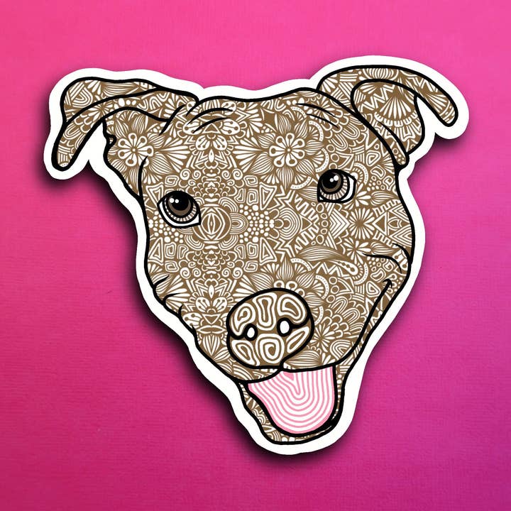 Brown Pittbull Sticker (WATERPROOF) for wholesale by Zenspire Designs