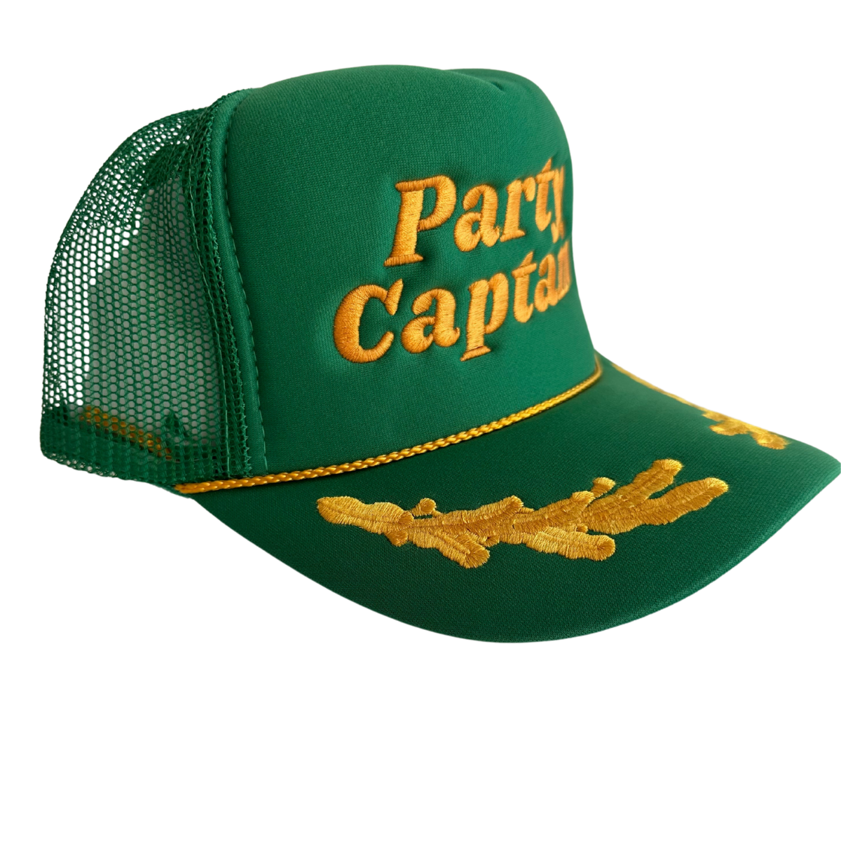 Kapten Blk/Gld Party Captain Trucker Hat för wholesale på Faire2
