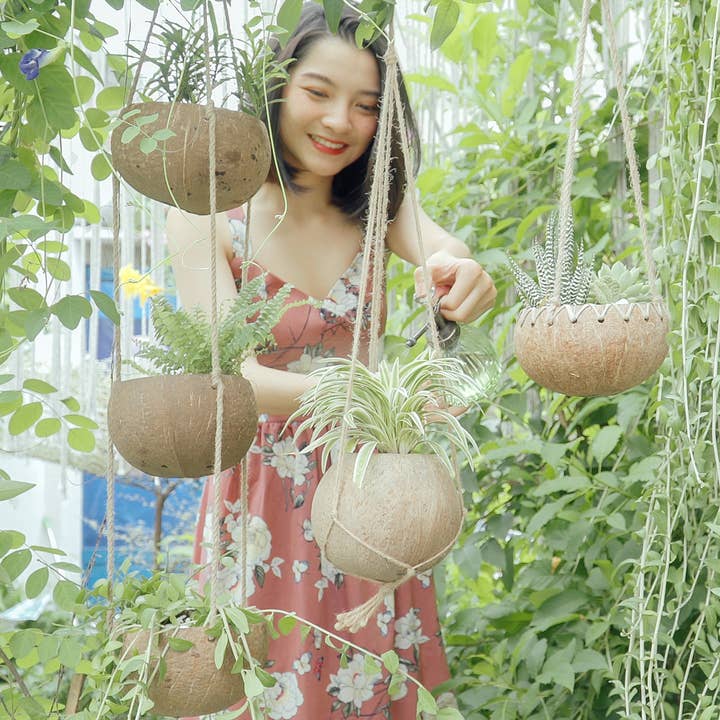 Rainforest Bowls - Wholesale Hanging Planter - Hanging Coconut Planter (3-Tier)