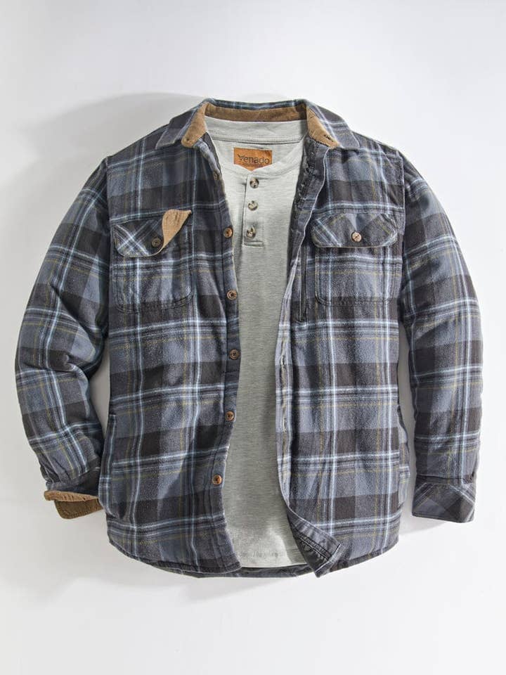 Venado - Wholesale Shirt Jacket/Shacket - Men's - Quilt Lined Brushed Flannel Shirt Jacket3