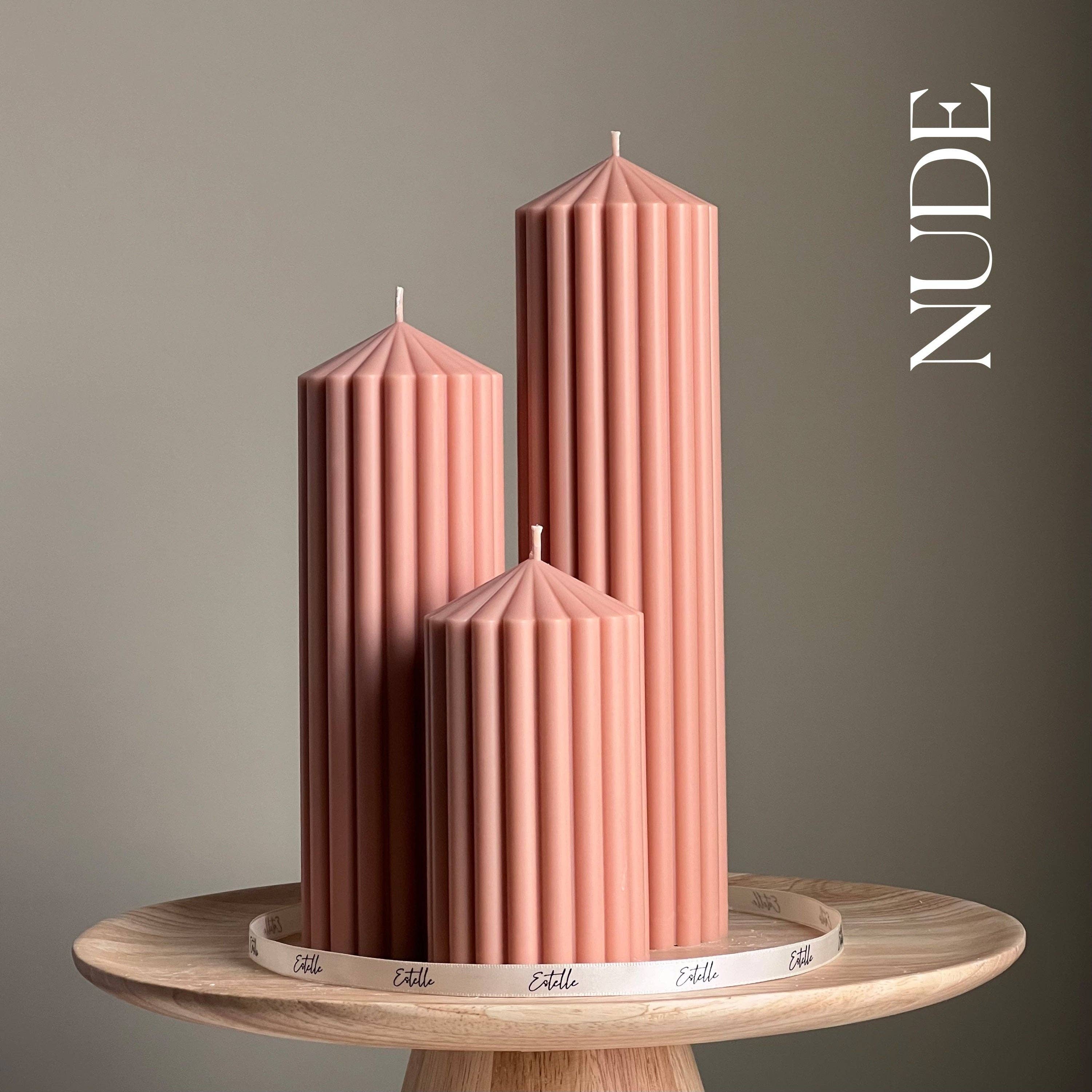 Estelle Studio - Wholesale Pillar Candle - Huge Ribbed Peak Pillar Candle Trio | Soy Candle | Decorative Candle | Aesthetic Decor | Shaped Candle| Unscented Candle| Unique Gift| Vegan9