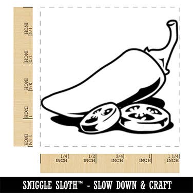 Sniggle Sloth - Wholesale Rubber/Decorative Stamp - Jalapeno Hot Pepper with Seeds Square Rubber Stamp for Stamping Crafting