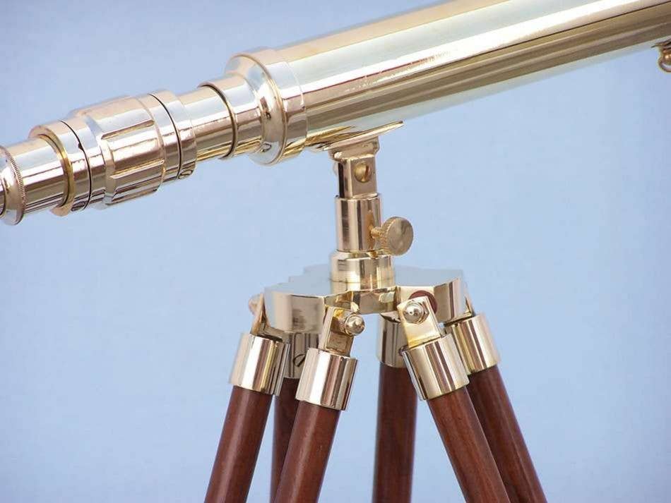 Hampton Nautical - Wholesale Telescope/Microscope - Kids - Floor Standing Brass Harbor Master Telescope 30"3