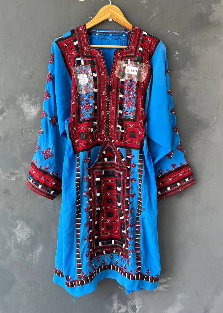 bhavnas boutique - Wholesale Dress - Women's - Blue Dress Pakistani Embroidery Dress Vintage Baluchi Dress 0