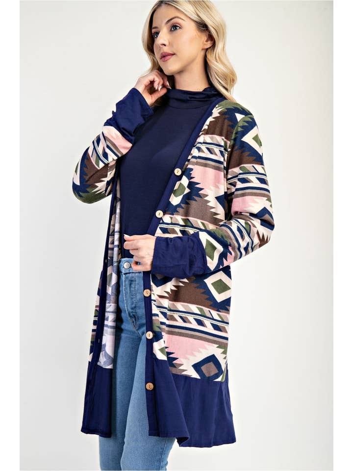 Stylish Wholesale - Wholesale Cardigan - Women's - AZTEC PRINT CARDIGAN-CLCT43723F-A16