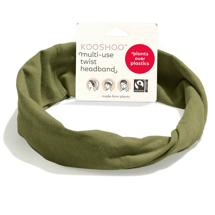 Olive Branch Twist Headband: Organic, Fairtrade, Multi-Use for wholesale by KOOSHOO