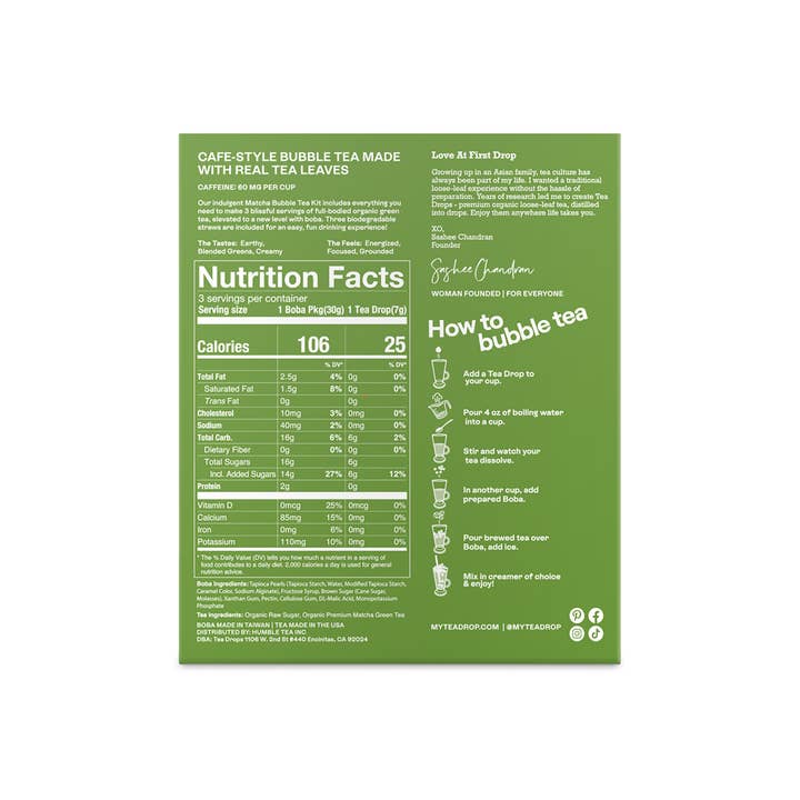 Tea Drops - Wholesale DIY Drink Kit - Matcha Boba Tea Kit - 3ct (Case of 6)10