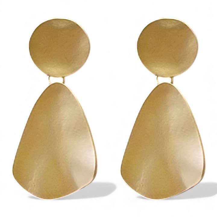 Gold Sculpted Statement Earrings | Handmade Jewelry for wholesale by Bijoux Envie Statement Jewelry