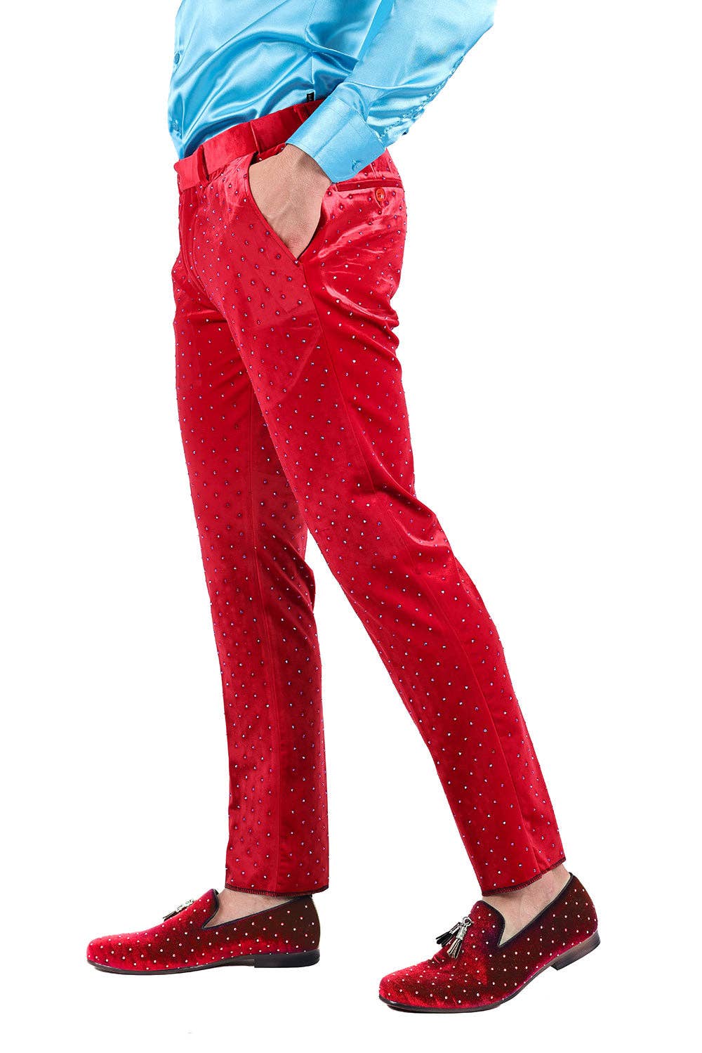 BARABAS - Vente Pantalon de costume – homme - Pantalon chino cintré en velours à strass pour hommes 2CP30204