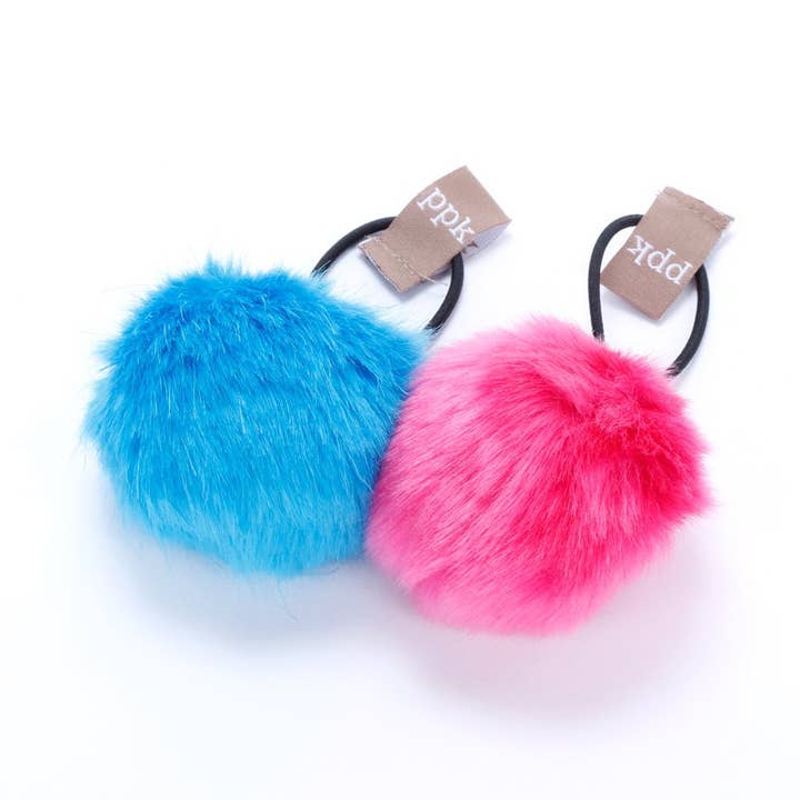 Juego de 2 lazos para el pelo con pompones - Rosa/Azul para venta al por mayor de Peppercorn Kids
