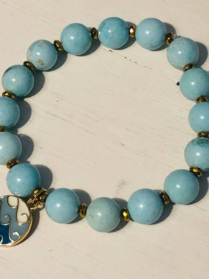 10mm Light Turquoise and Hematite Seaside Bracelet for wholesale by Inspiration Beads