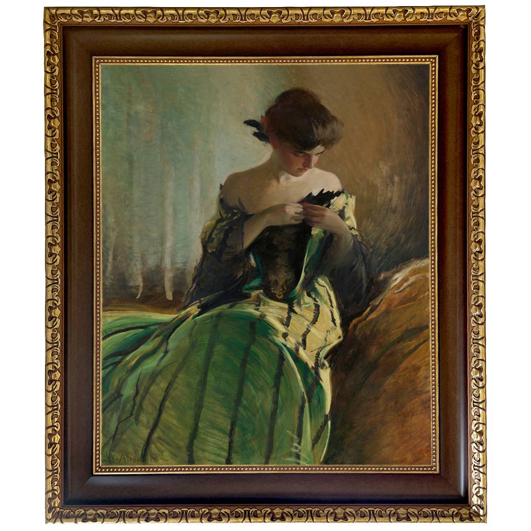 Madison Bay Co. - Historical Home Decor Reproductions - Vendita all'ingrosso Stampa artistica - Stampa su Tela Vintage di Donna in Abito Nero e Verde55