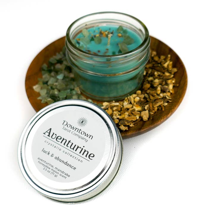 Aventurine Candle for wholesale by Downtown Tarot Company
