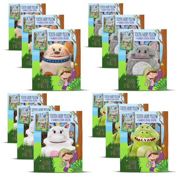 Ensemble cadeau de 12 lots d'oreillers Tooth pré-emballés + LIVRE D'ÉCHANTILLONS GRATUIT pour la vente par The Tooth Brigade