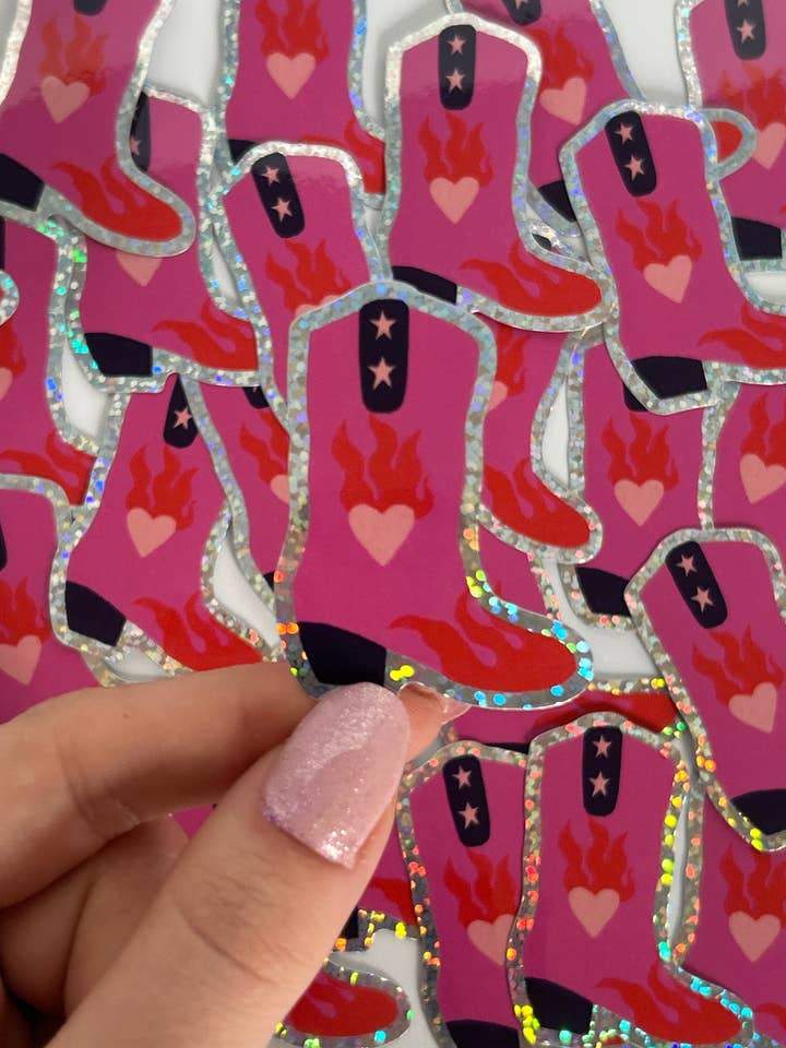 Cowgirl Boots Heart Sticker for wholesale by Nany Craft Shop