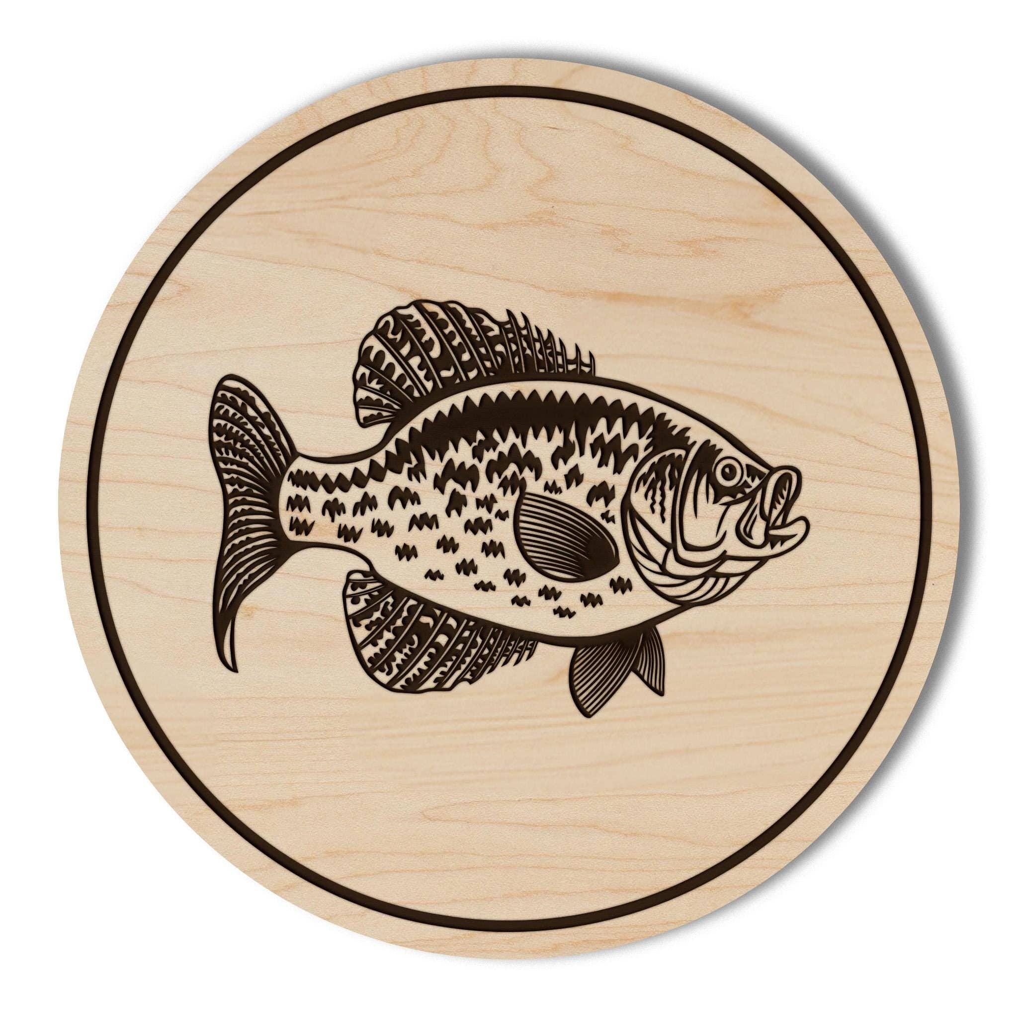 LazerEdge - Wholesale Coasters - Crappie Wooden Coaster - Crafted from Cherry or Maple Wood - Crappie1