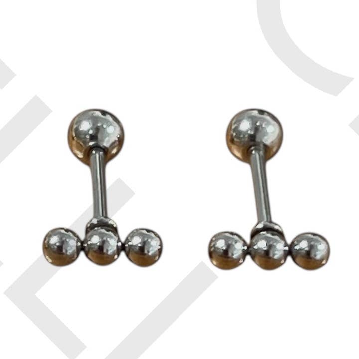 Steel Piercing - three balls for wholesale by Celli Biju