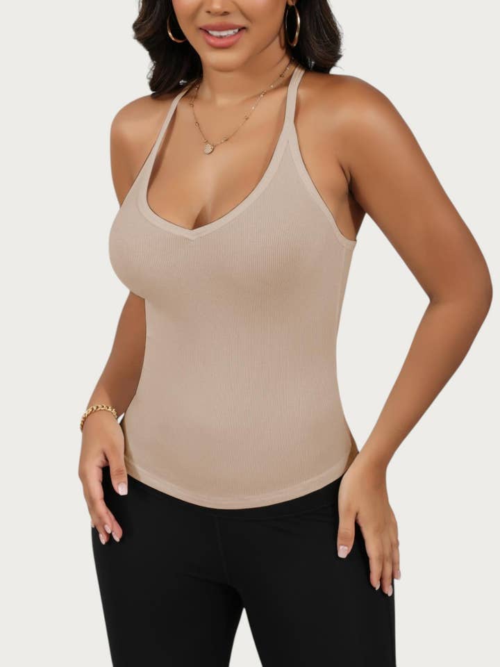 Anna Kaci Wholesale - Wholesale Tank Top - Women's - Women's V-Neck Tank Top with Spaghetti Straps50