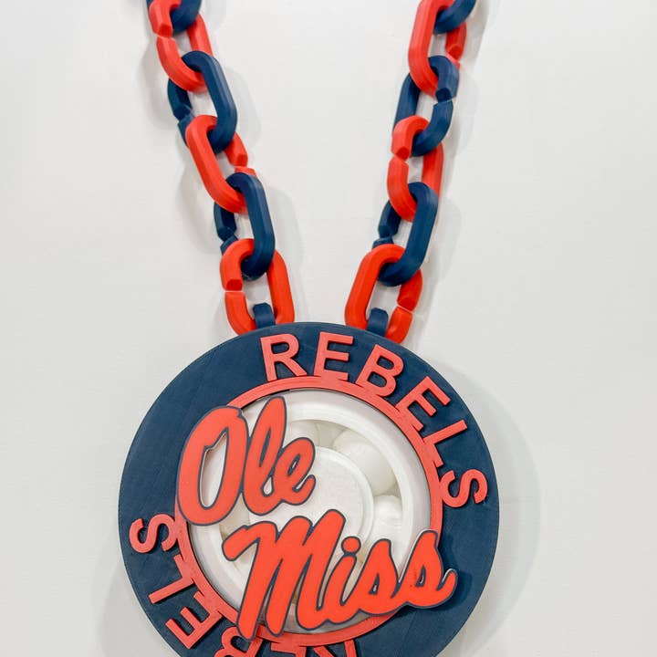Southern Designs by Kristy - Wholesale Pendant/Charm Necklace - Ole Miss Rebels Spinning Hype Chain0