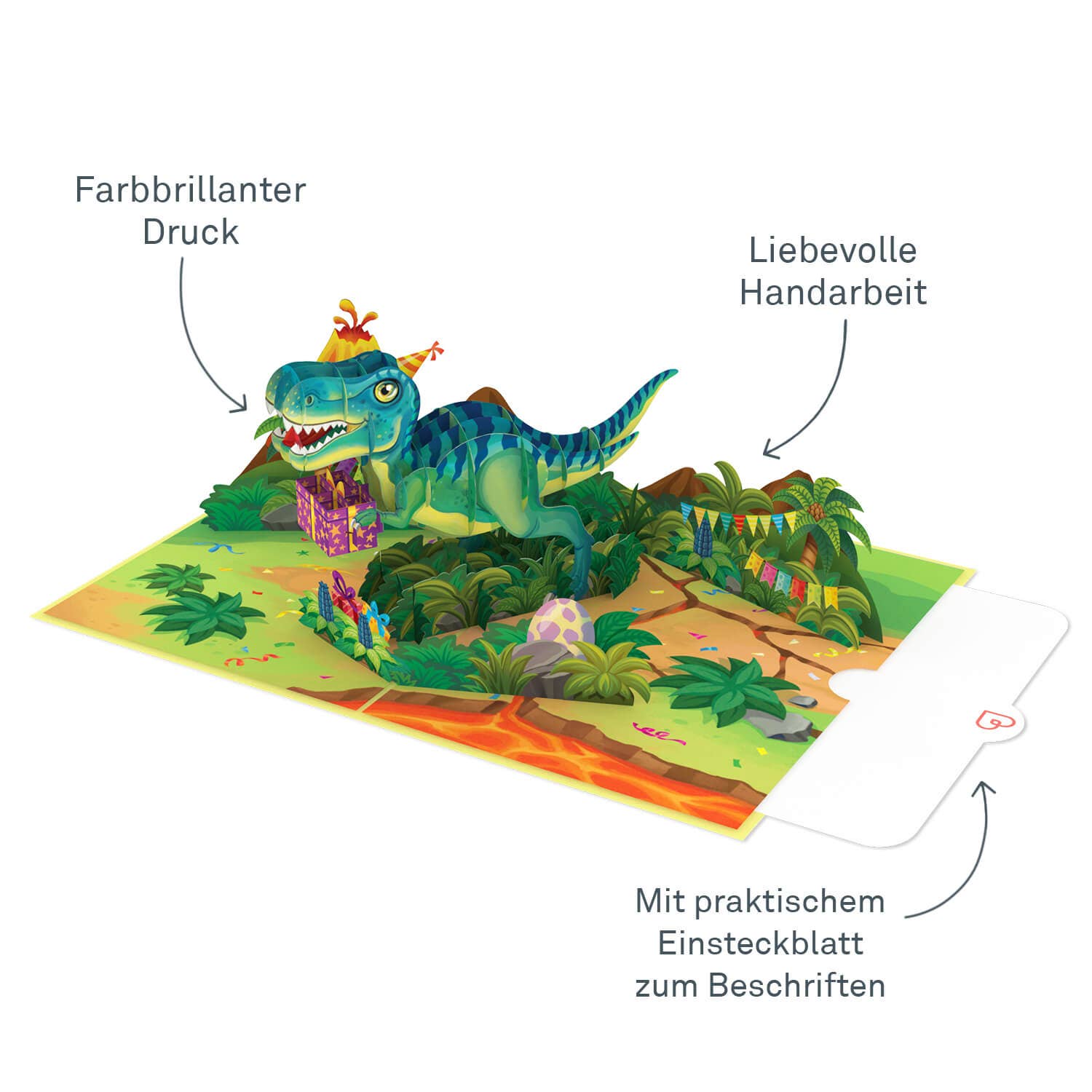 papercrush - Wholesale Verjaardagskaartje - Pop-upkaart met dinosaurus2