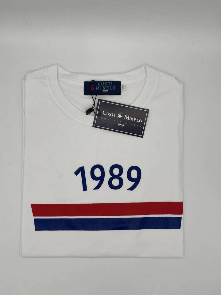 Custi Mikelo - Vente T-shirt sérigraphié – unisexe - T-shirt blanc 1989