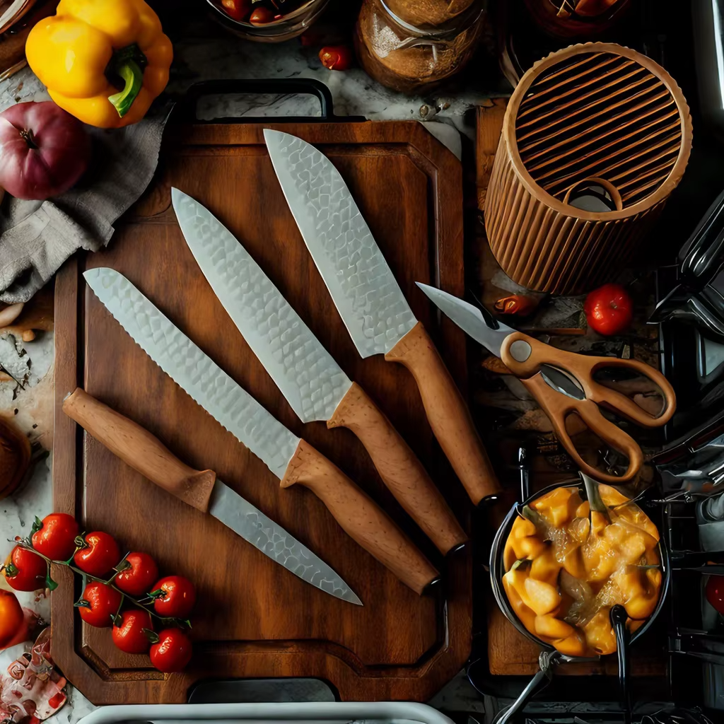 VIGOR - Wholesale Knife Set - Stainless Steel Kitchen Knives Kitchen Knife Wood Grain11