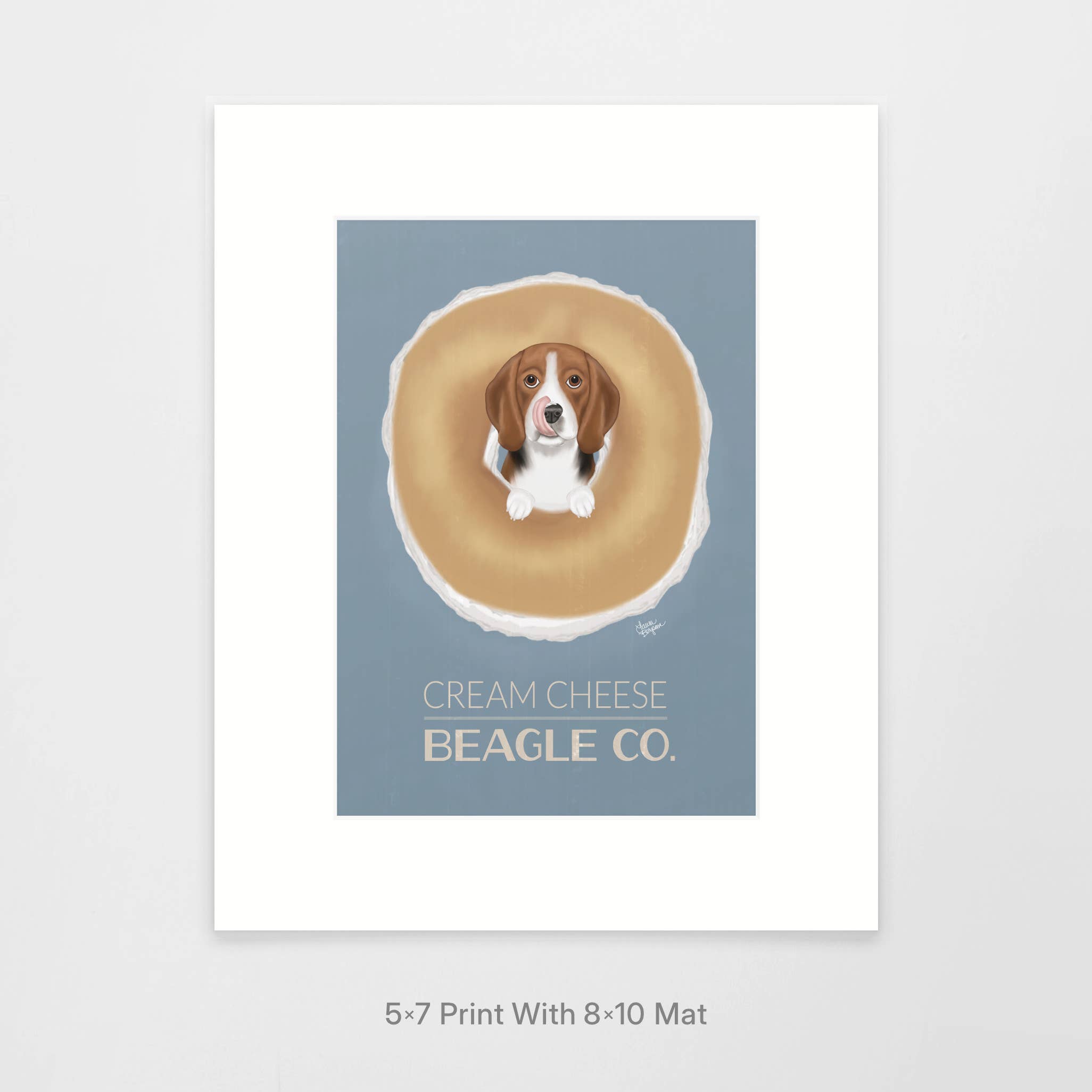 Laura Bergsma Studio – Impressão artística por atacado – Beagle Dog Art Print, Queijo Creme Beagle Co.0