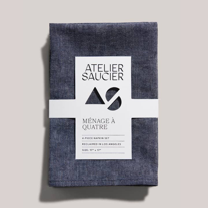 ATELIER SAUCIER – Großhandel Papier- & Stoffserviette – Japanische Chambray-Servietten | 4er-Set