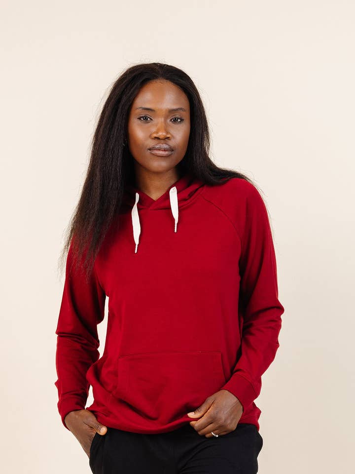 Lark - Wholesale Hoodie - Women's - Women's Coziest Hoodie in Crimson1