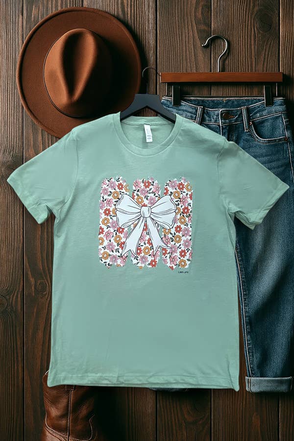 MINT C DTF BC DTF FLORAL BOW TEES, TSHIRTS, T-SHIRTS,  for wholesale on Faire0