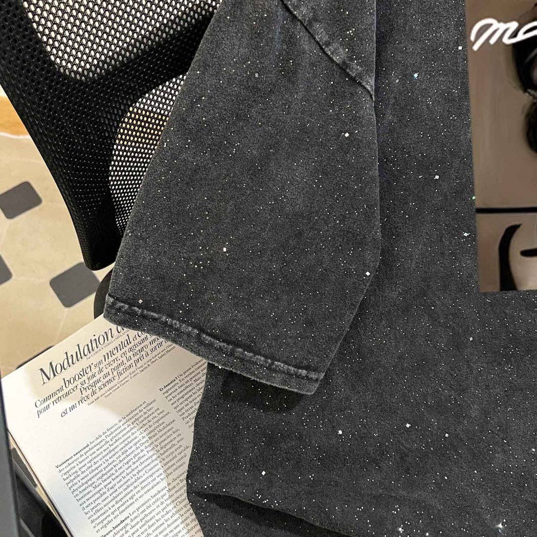 Preto Teesher - T-shirt Oversized com Estampa de Estrela Desgastada para venda a revendedores na Faire4