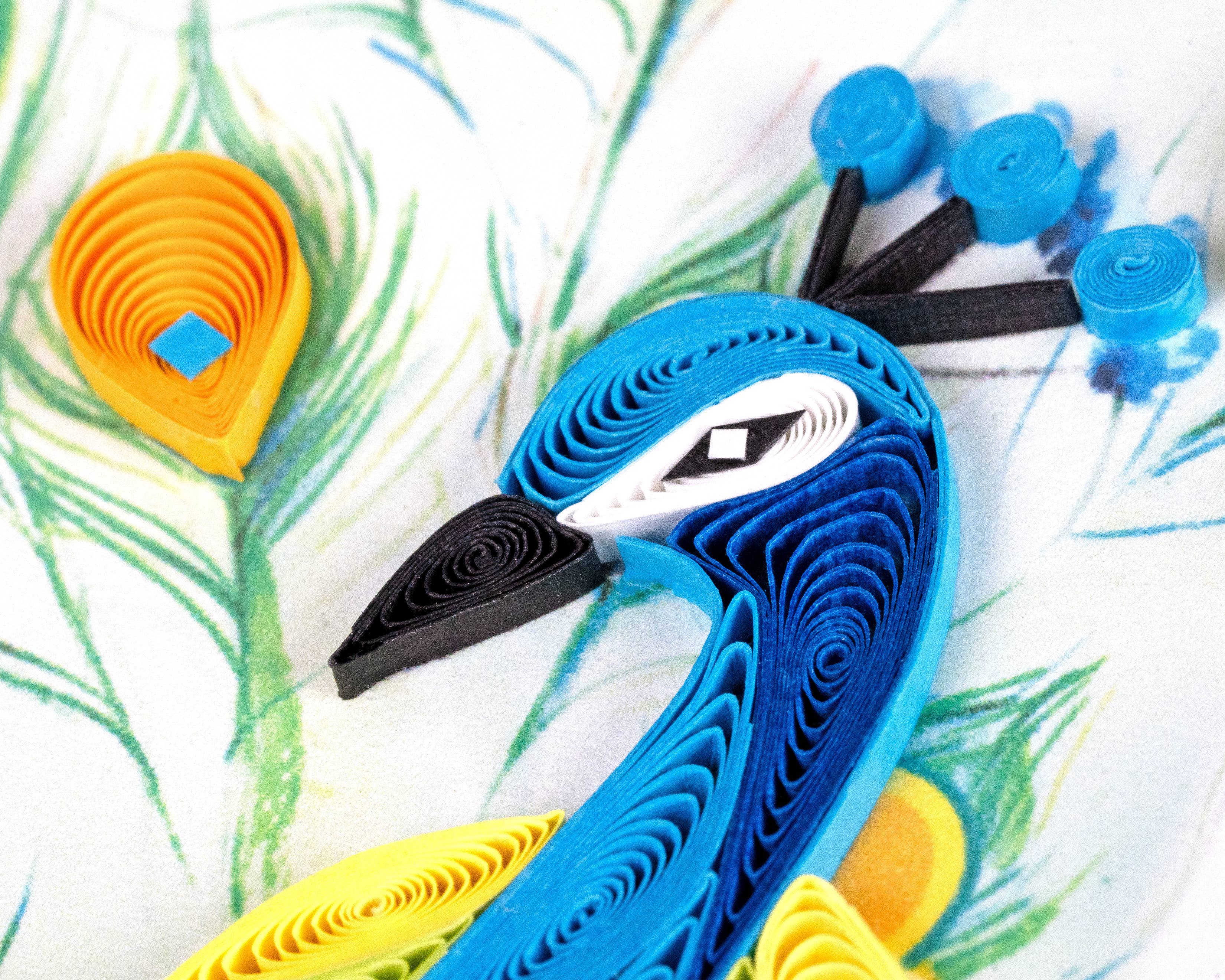 Quilling Card - Wholesale Everyday Greeting Card - Peacock Gift Enclosure Mini Card1