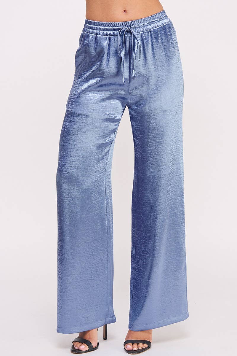 AIBLEE – wholesale Pants – Women's – Metallic Flared Wide-Leg Pants Blue -1