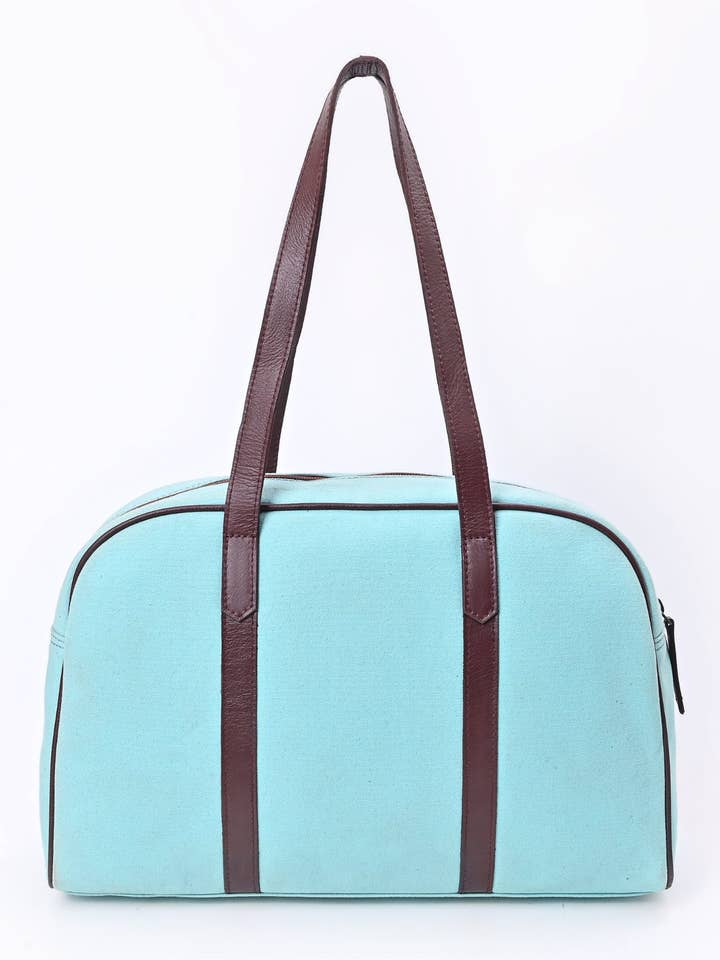 Turquoise Canvas Duffle Bag for wholesale by Ganges Grain Inc